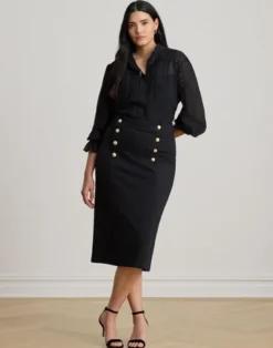 Stretch Ponte Sailor Pencil Skirt