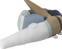 Strikket pude, Sleepy Croc, dusty blue mix