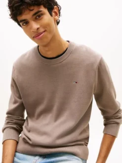 Tommy Flag Embroidery Lightweight Slim Jumper
