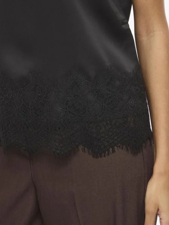 VIELLETTE S/S FULL SATIN LACE TOP -