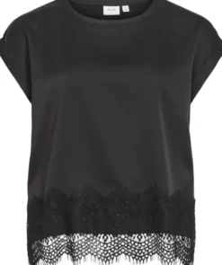 VIELLETTE S/S FULL SATIN LACE TOP -