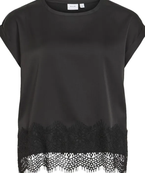 VIELLETTE S/S FULL SATIN LACE TOP -