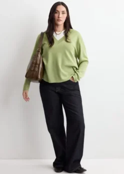 V-neck knit sweater