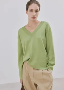 V-neck knit sweater
