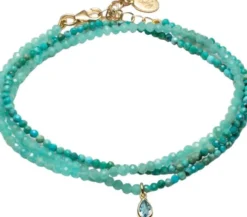 Waterdrop Crystal Necklace and Wrap Pearl Bracelet