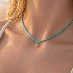 Waterdrop Crystal Necklace and Wrap Pearl Bracelet