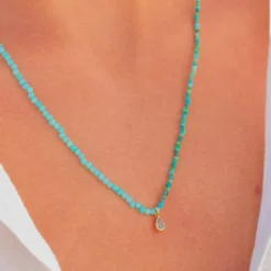Waterdrop Crystal Necklace and Wrap Pearl Bracelet