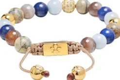 Women's Beaded Bracelet with Aquamarine, Blue Lapis, Opal, a