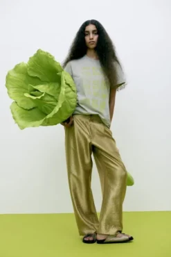 Woven gold pants - Thalia