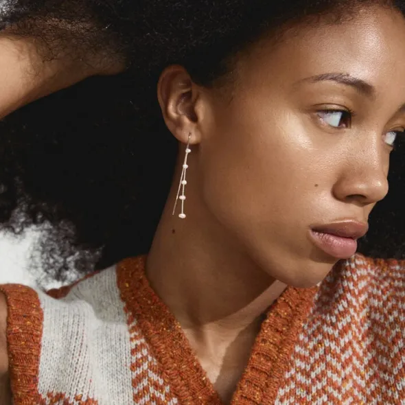 ZENAIA pearl chain earrings silver-plated